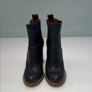 Chloe Navy Leather Ankle Boots